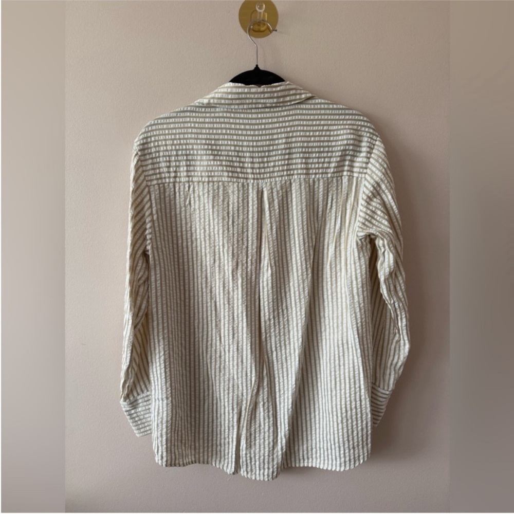 Blenca Brown Striped Button Down Top Size Large - image 5